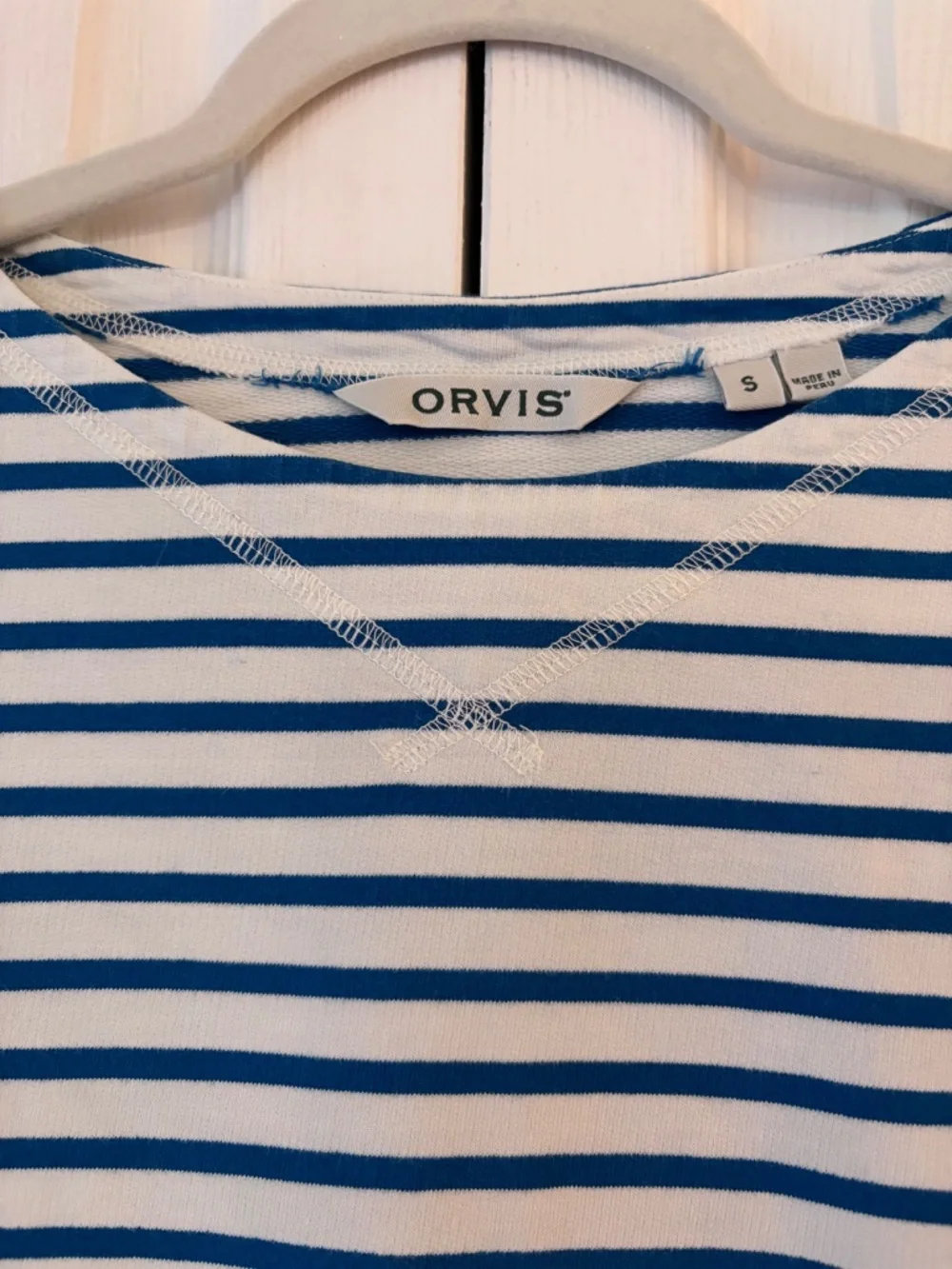 Orvis Blue White Stripe Cotton Top Size Small